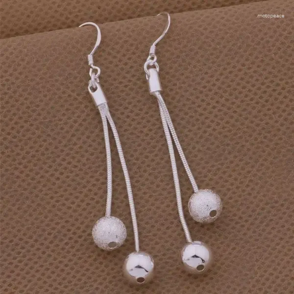 Pendientes colgantes AE323 joyería de moda de ley doble globos colgantes /cgsakxza Aquajiba Color plata