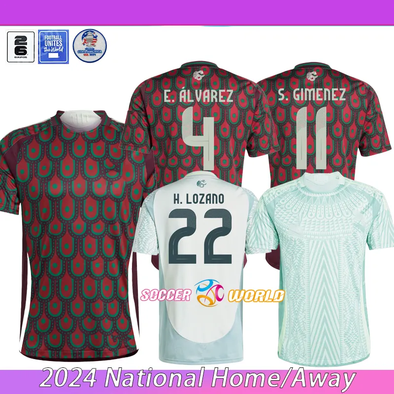 멕시코 2024 Copa America Raul Chicharito Soccer Jerseys 2024 Lozano Dos Santos 24 25 H.Lozano 남성 어린이 팬 플레이어 버전 축구 셔츠 유니폼