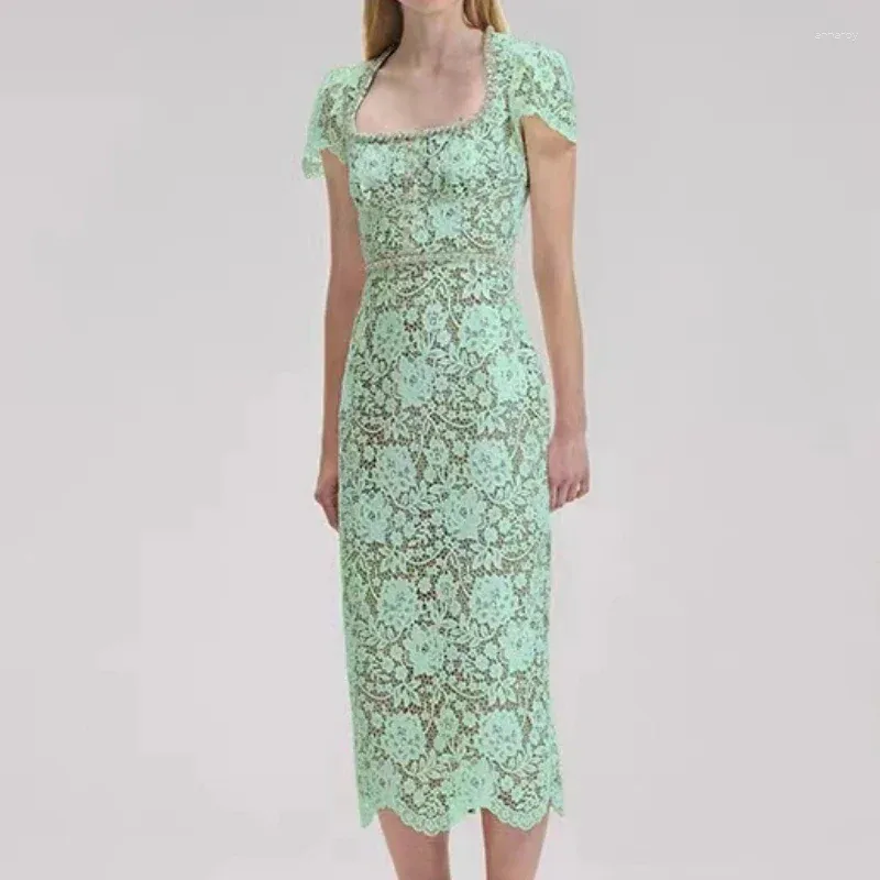 Бальные платья 2024, летнее платье с квадратным вырезом и ромбовидной отделкой, кружевная облегающая юбка на бедрах, женская юбка с коротким рукавом