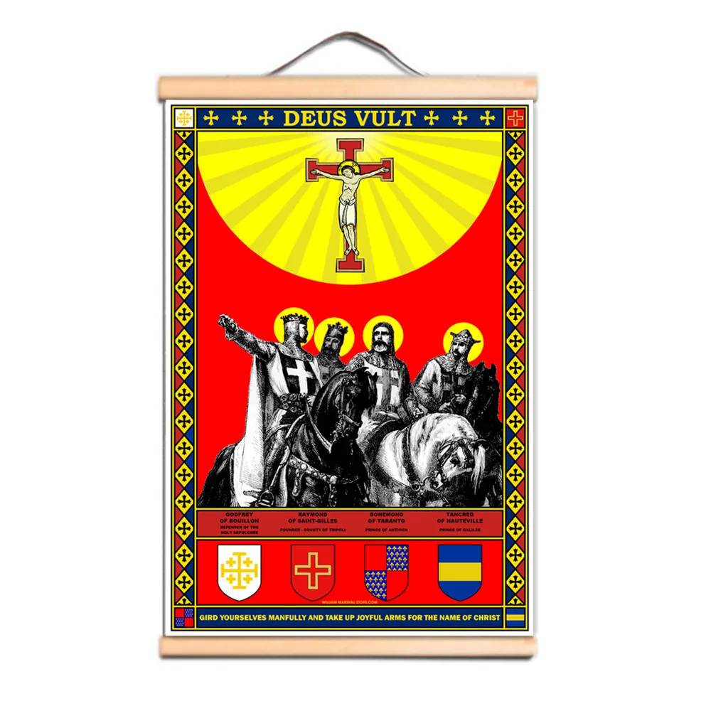 Unikalne plakaty i nadruki sztuki Templariusze, przekształć twoje ściany za pomocą tego retro Christ Armor Warrior Canvas Scroll malowanie CD34