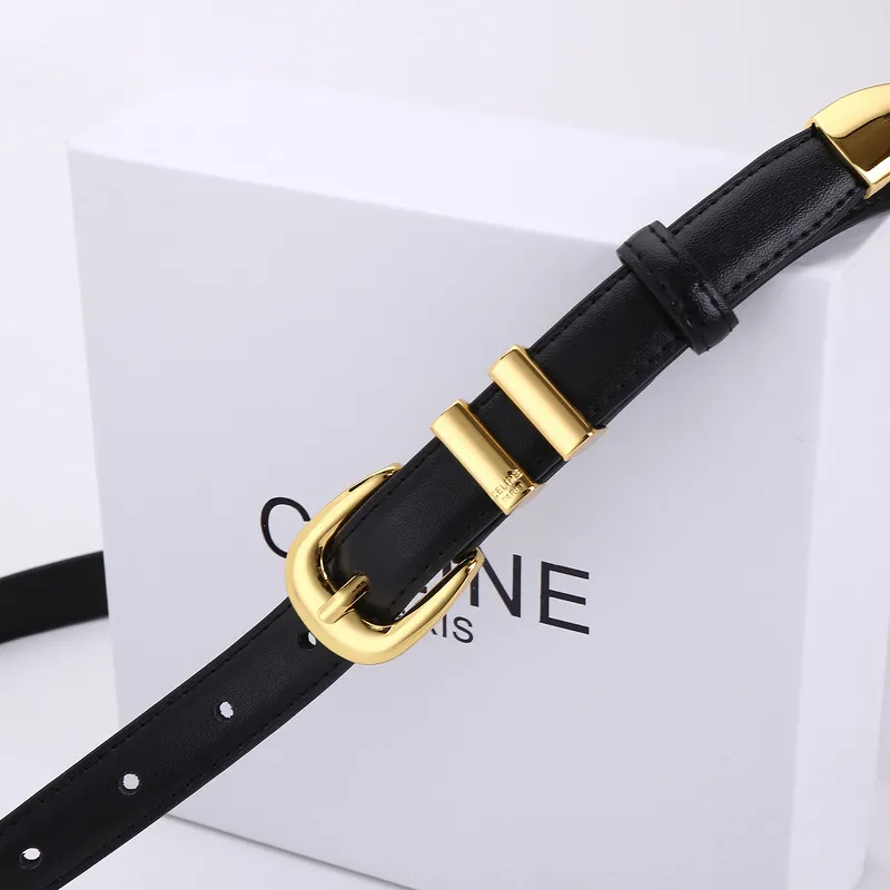 Berömda bältesbälten Celini Men äkta läderbältet Metal Buckle Brand Luxury Master Belts For Men Business Cowskin Designer Belts For Women 25mm With Original Box V21