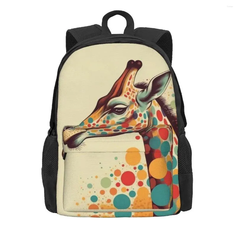 Mochila Jirafa Multicolor Retro Unisex Poliéster Estilo Al Aire Libre Mochilas Ligeras Moda Mochilas De Escuela Secundaria Mochila