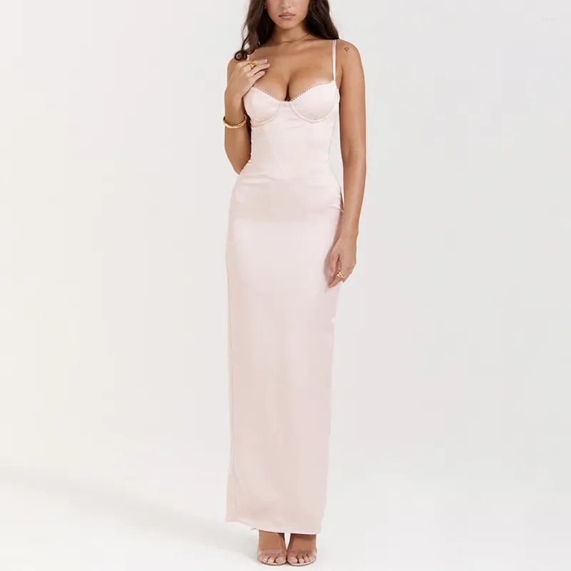 open lace back dress Cheree Silky Halterneck Maxi Dress Pink | Wedding Guest Dress | Halter Neck