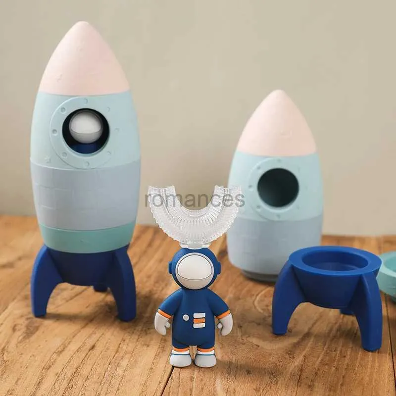 Sorting Nesting Stacking toys Baby silicone building blocks rocket stacking puzzle games food grade dental astronaut DIY 24323