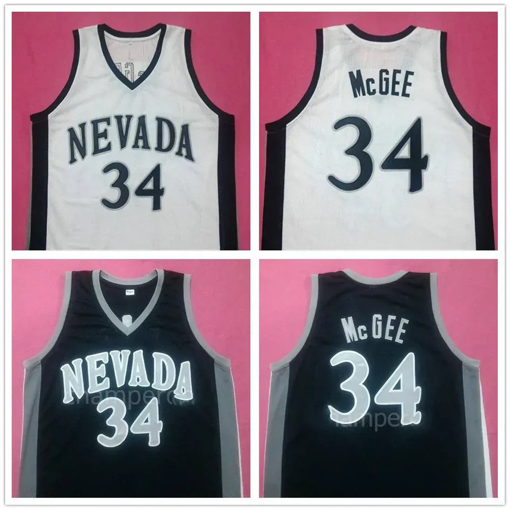 Nevada University Javale McGee 34 White Navy Blue College Retro Basketball Jersey Men's ed Custom Number Name Jerseys