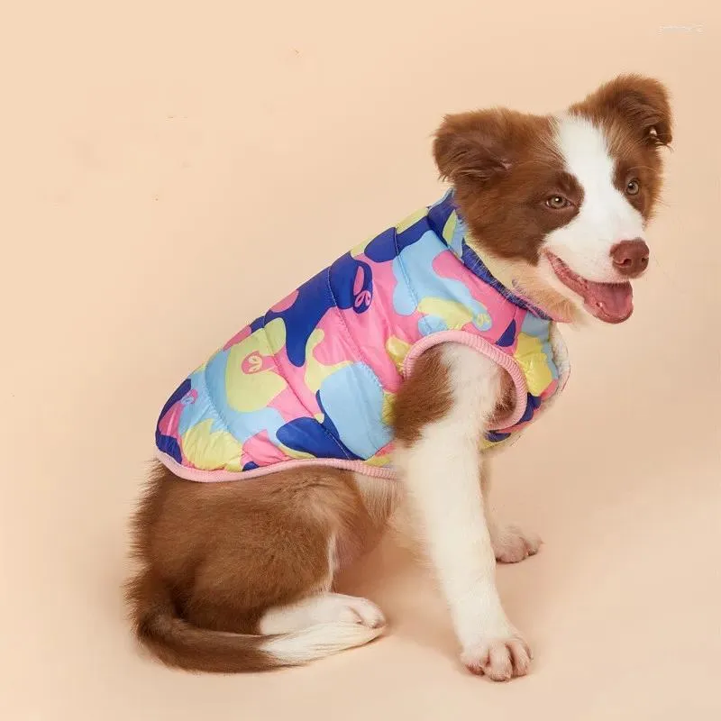 Dog Apparel Pet Clothes Winter Cotton Coat Camouflage Plus Velvet Thick Jacket Warm Vest