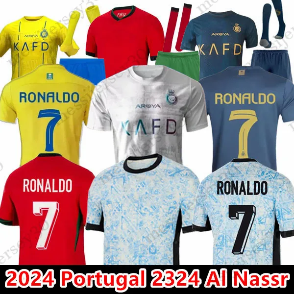 2024 Portugal Ronaldo camisas de futebol Bernardo B.FERNANDES uniforme 23/24 Al Nassr FC camisa MANE Homens Crianças Fãs Jogador Versão Saudita CR7 meninos Camisa de futebol