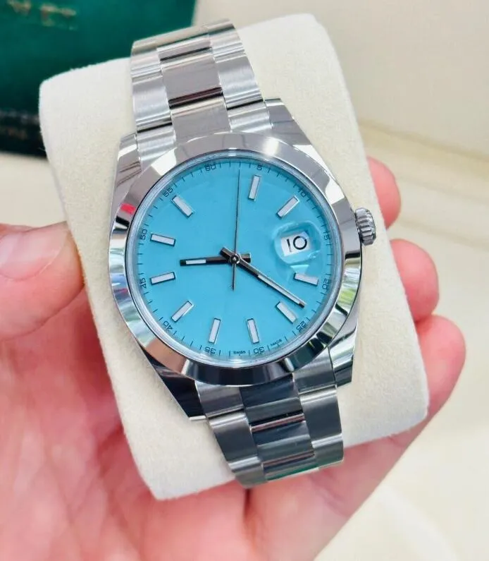 QC U1F Fabryczne zegarki męskie 126300 41 mm 3235 Ruch Automatyczny zegarek mechaniczny Sapphire Night Glow Srebrna bransoletka Ice Blue Dial Deep Wodoodporne zegarek