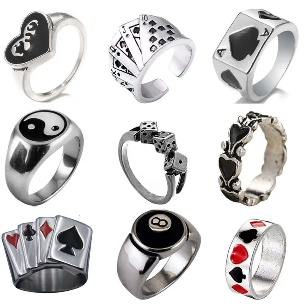 Jewelry Men's Playing Card Spades Creative Personalized Ring Punk Style