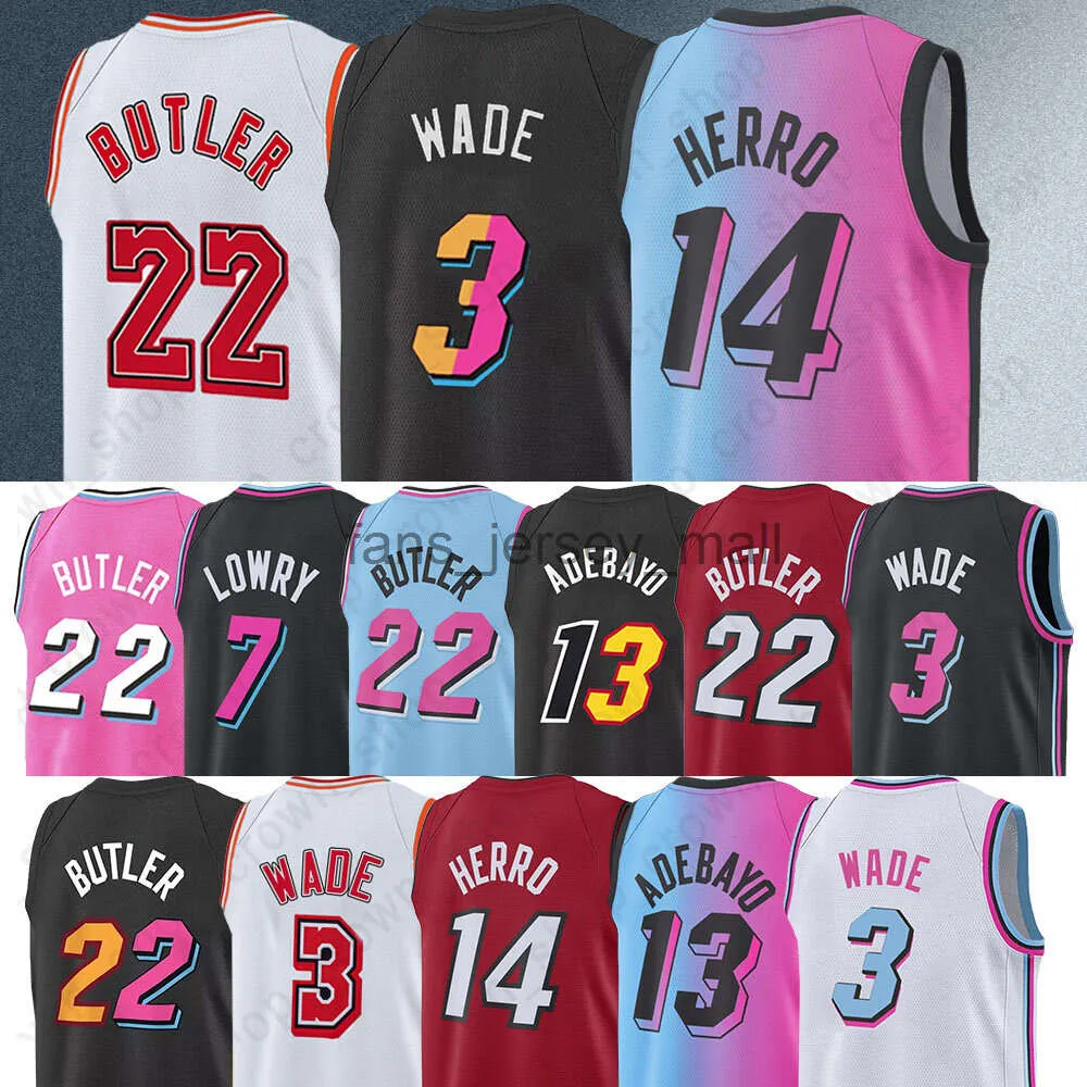 Jimmy Butler 22 Miamis Basketball Jerseys Dwayne Dwyane 3 Wade Tyler Herro Bam Ado Kyle Lowry 2022 2023 Men Jersey