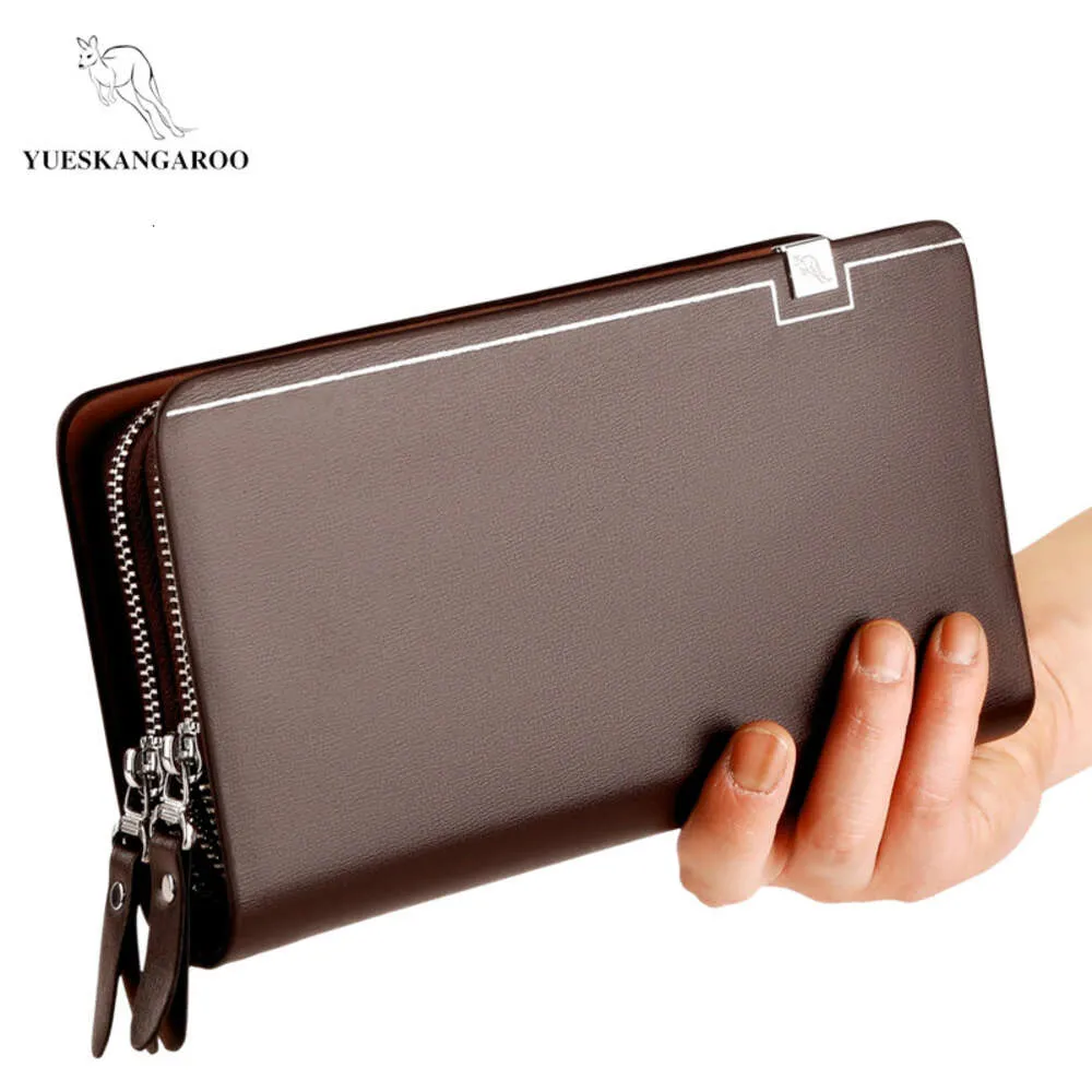 Handbag Mens Handbag Fashion Business Double Zipper Wrist Bag Large Capacity Multi Slot