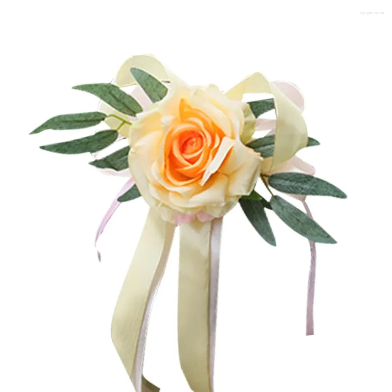 Fleurs décoratives Festival de fleurs de voiture de mariage bricolage pour rétroviseur ventouse simulée pièce maîtresse de maison réutilisable décoration artificielle