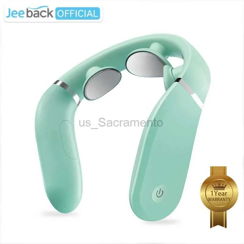 Massera nackkuddar Jeeback G2-F Electric Neck Massager med 42 Hot Compress Tens Pulsering 3x360 Floating Massage Heads For Double the Relaxation 240323
