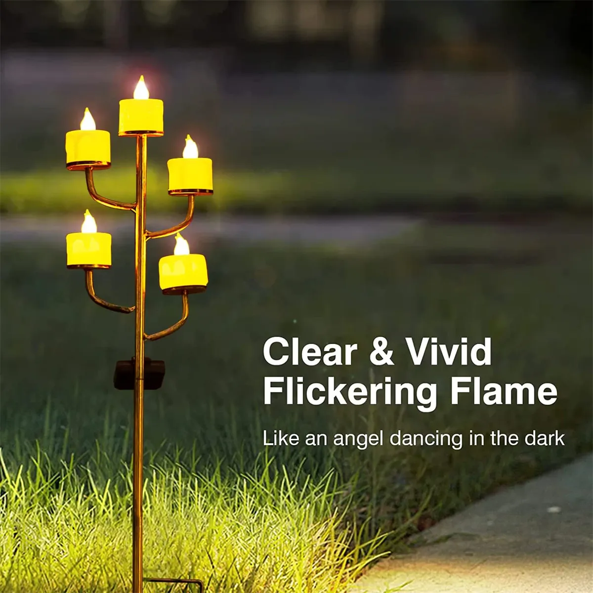 Solar Garden Candle Lights Outdoor Waterproofing Pathway Flickering Lights, Solar Stake Lights, Yard Patio Pathway Decoration for Wedding Party Birthday