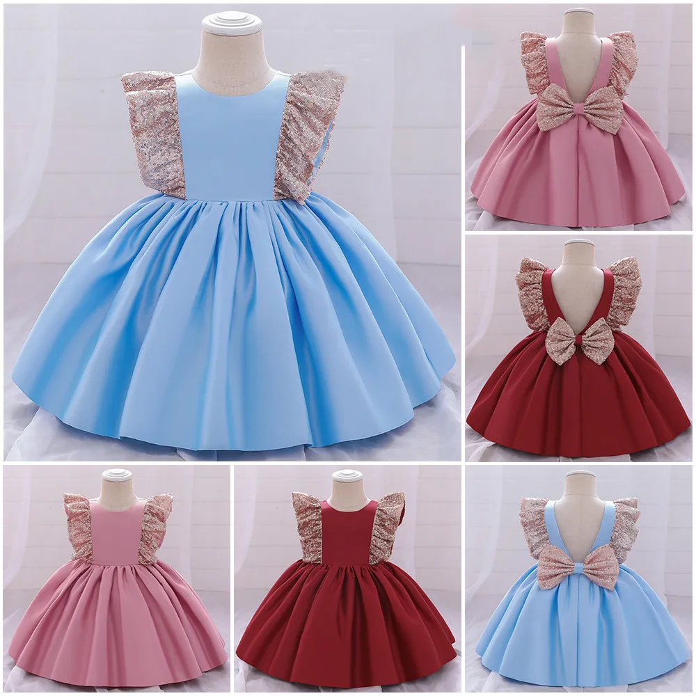 Sweet Wine Sky Blue Pink Jewel Girl's Pageant Dresses Flower Girl Dresses Girl's Birthday/Party Dresses Girls Everyday kjolar Kids 'Wear SZ 2-10 D323161