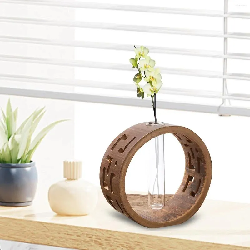 Vasos mesa de vidro plantador vaso quadro de bambu ornamento de mesa para peitoril de janela durável