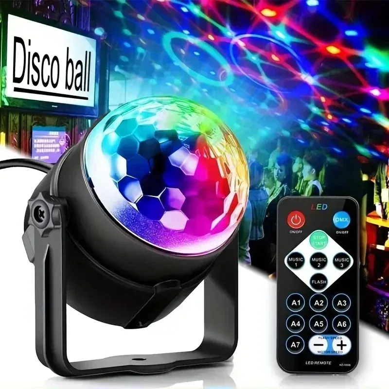 USB -uppladdningsbar färg Steg Lätt party Lamp fjärrkontroll Led Magic Ball Commercial Lighting Effect Light Atmosphere Light