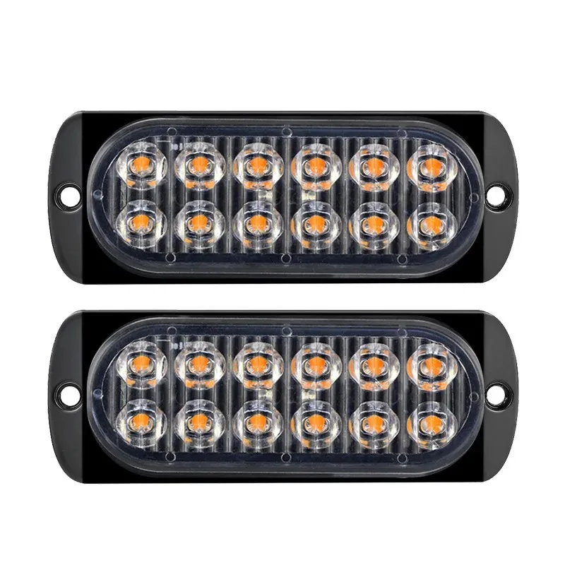 2024 2 Stuks Led Strobe Waarschuwingslampje Goedkope Strobe Grille Knipperende Lichtbalk Vrachtwagen Auto Baken Lamp Amber Verkeerslicht 12V 24V Auto Licht