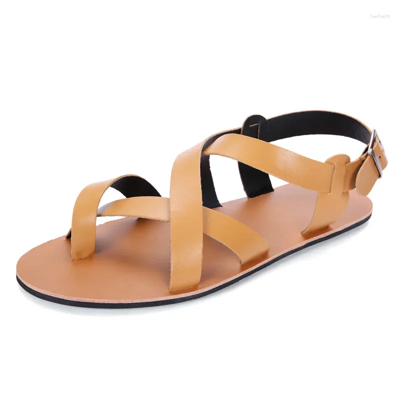 Sandalen 2024 Heren Zomer Leer Romeinse stijl Geweven Ademend Buiten Strand Creatief 37-44#