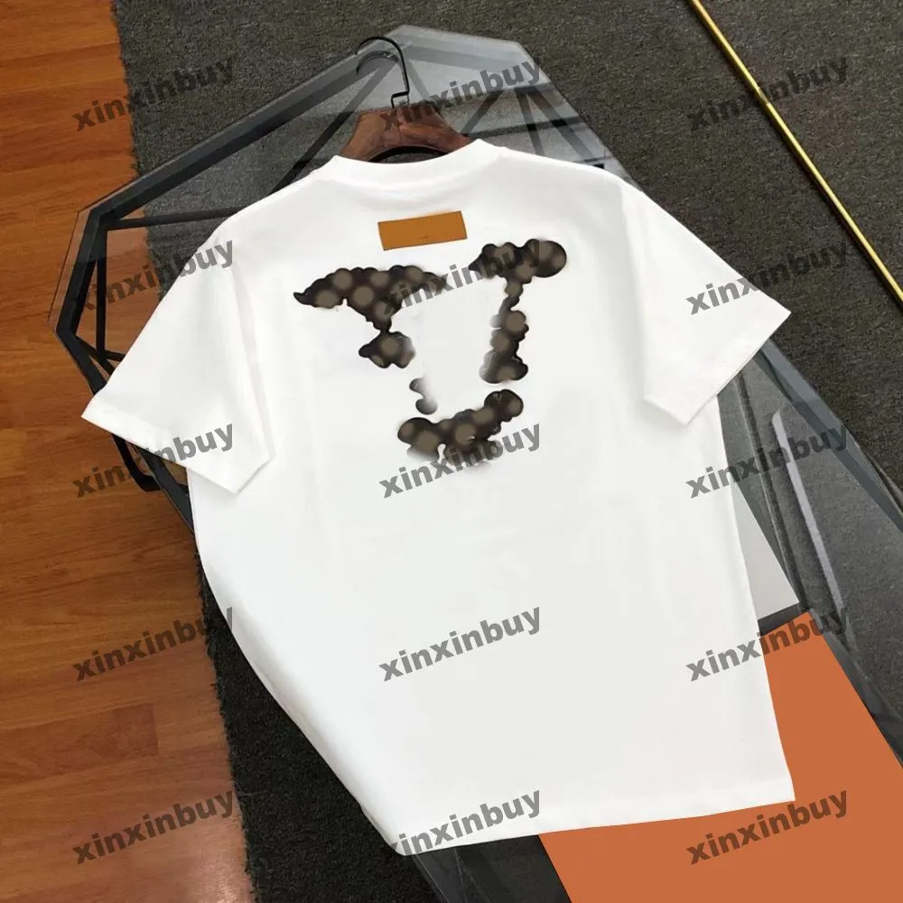 Xinxinbuy Men designer tee t shirt 2024 Italien läder brev broderi kort ärm bomull kvinnor grå svart vit röd xs-2xl