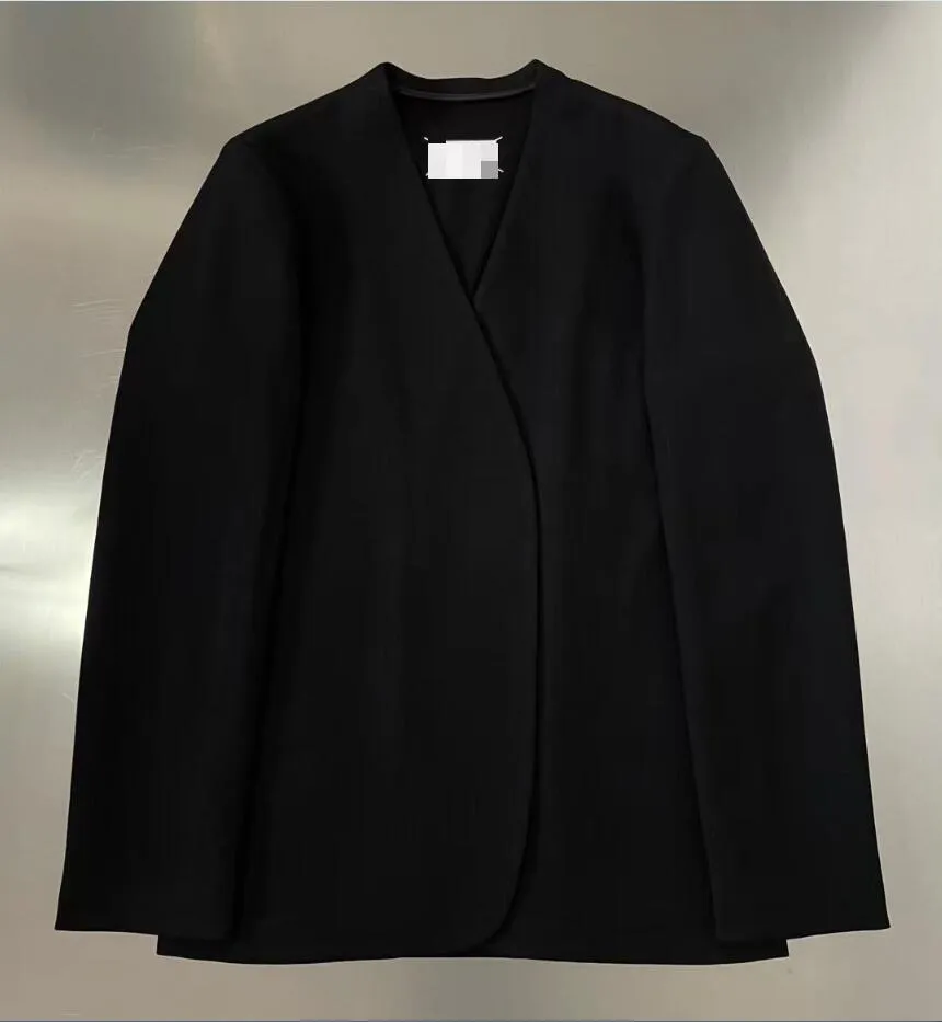 Anzug aus Schurwolle, lässige Unisex-Jacke, minimalistisch, M/6, Dekonstruktivist, kragenloser Blazer für Herren und Damen, locker