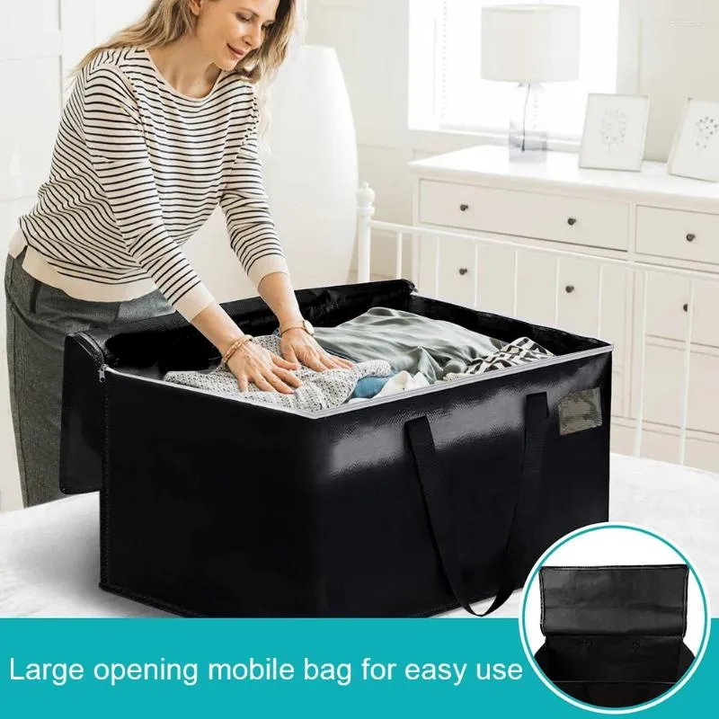 Storage Bags 90L Moving Boxes With Zippers & Handles Heavy Duty Packing Space Saving For Storing