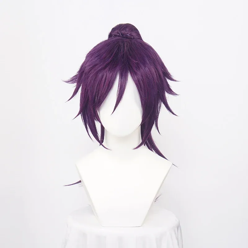 Wigs Shihouin Yoruichi Cosplay Wigs Hightemperature Fiber Synthetic Hair Purple Mixed Long Chip Ponytail + Wig Cap