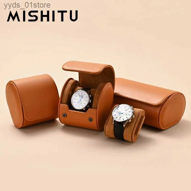 Smyckeslådor Mishitu Bag 1 2 3 Slots Luxury Pu Leather S Roll Wrist Storage Box Travel Smyckesfodral Present Pouch L240323