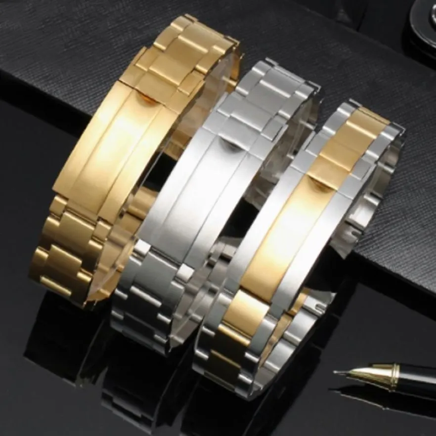 Uhrenarmbänder 316L Edelstahl Armband 20mm 21mm Herrenuhren Strap Solides Metallband für Armband Faltschnalle231U