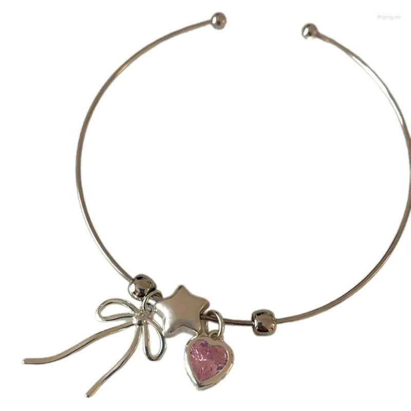 Brazalete con estilo, accesorios de corazón, colgante de estrella de moda para mujer, adorno de joyería abierta Punk