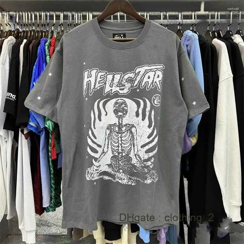 Herren T-Shirts Erreichen Sie Ihren inneren Frieden Hellstar Skull T-Shirt Männer Frauen Grau Hell Star T-Shirt Hochwertige Tops Kurzarm NKJF