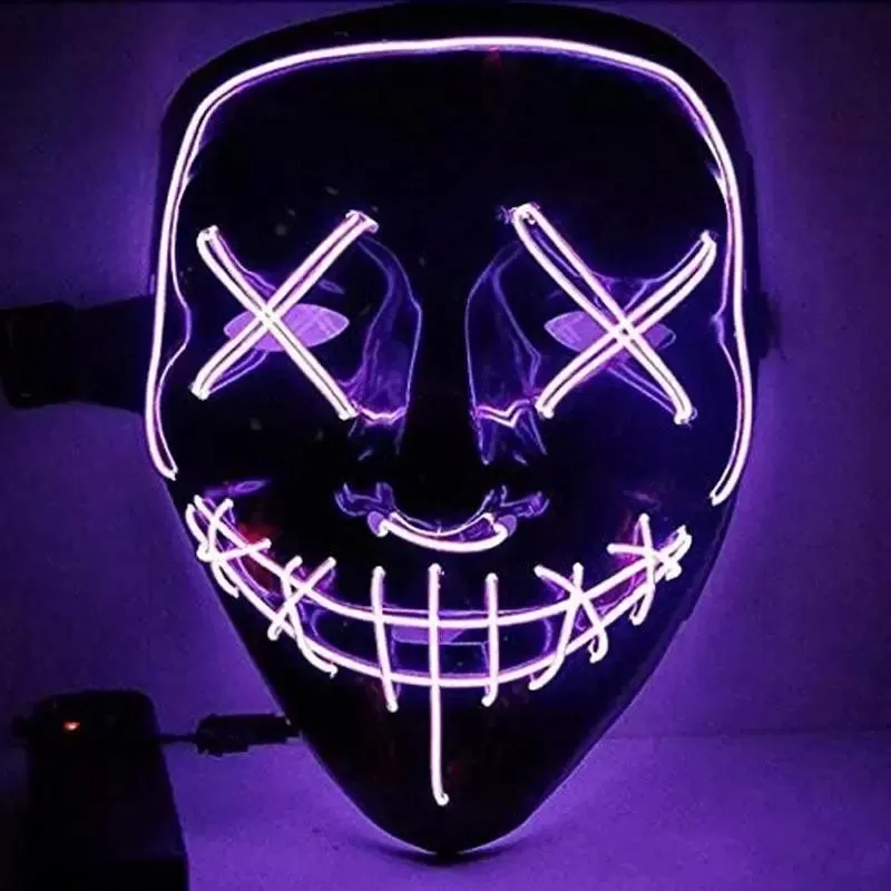 Halloween Mask LED Light Up Party Masks Full Face Funny Masks El Eire mark Glow In Dark For Festival Cosplay Night Club