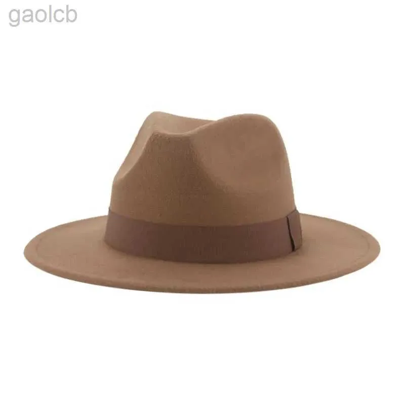 Chapeaux larges seau chapeaux femmes chapeau hommes Fedora chapeau large col rond ruban solide classique robe de mariée hommes Sombreros de Mujer Fedora Hat 24323