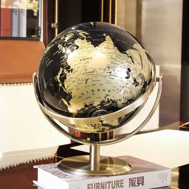 Desktop World Globe Retro Home Decor Accessories Earth 20CM Light Luxury Ornaments Map Geography Office 240314