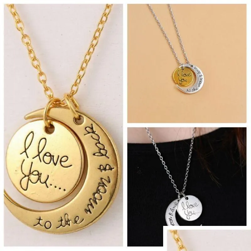 Pendant Necklaces 21Pcs Alloy Necklace I Love You To The Moon Back Friend Friendship Charms Drop Delivery Jewelry Pendants Dh9Hu