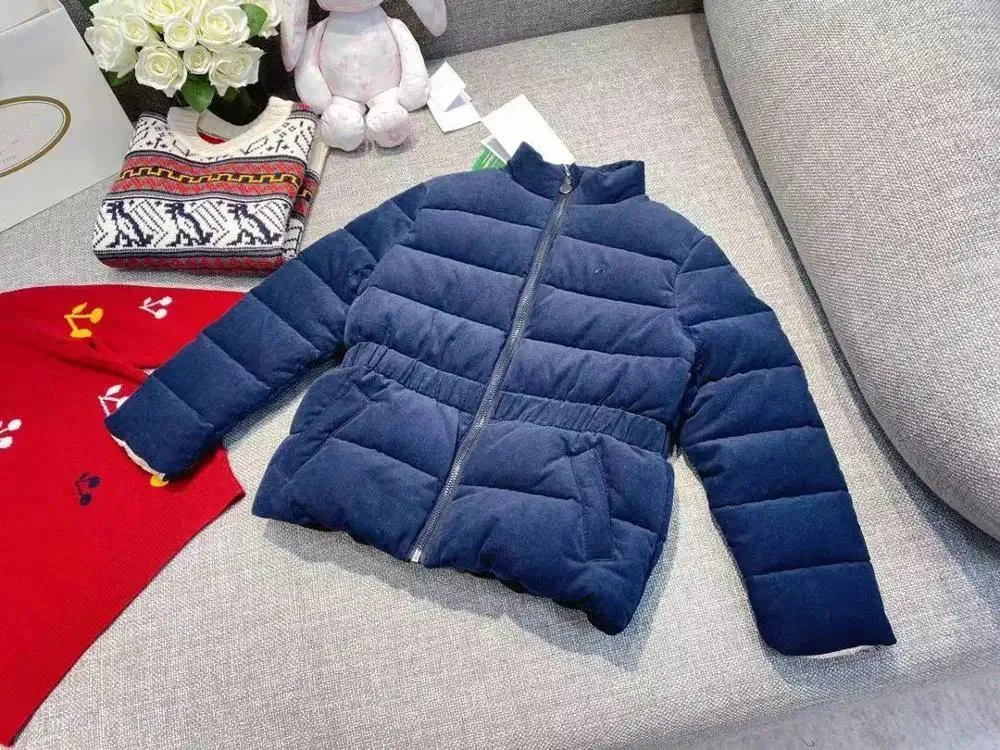 Down 2024 BP Kiraz Baskılı Marka Blue Butik Kızlar Giyim Giysileri 90-150cm