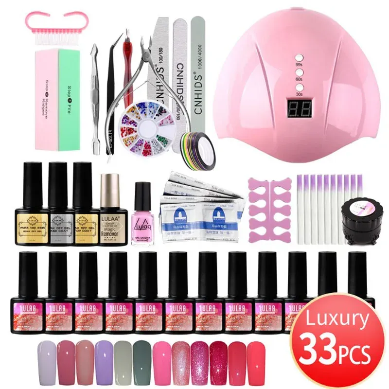 Sukienki Zestaw Manicure Suszarka Lampa LED 36W z LAMPEM z 12 -pCS Zestaw do paznokci Polski Zestaw zanurzeniem Manicure Zestaw żelowy do paznokci narzędzia do paznokci