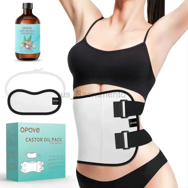 Massaging Neck Pillowws opove Castor Oil Pack Wrap With Castor Oil Reusable Pads Kit for Liver Detox Fibroids Thyroid Neck Washable Body Massage Tool 240323