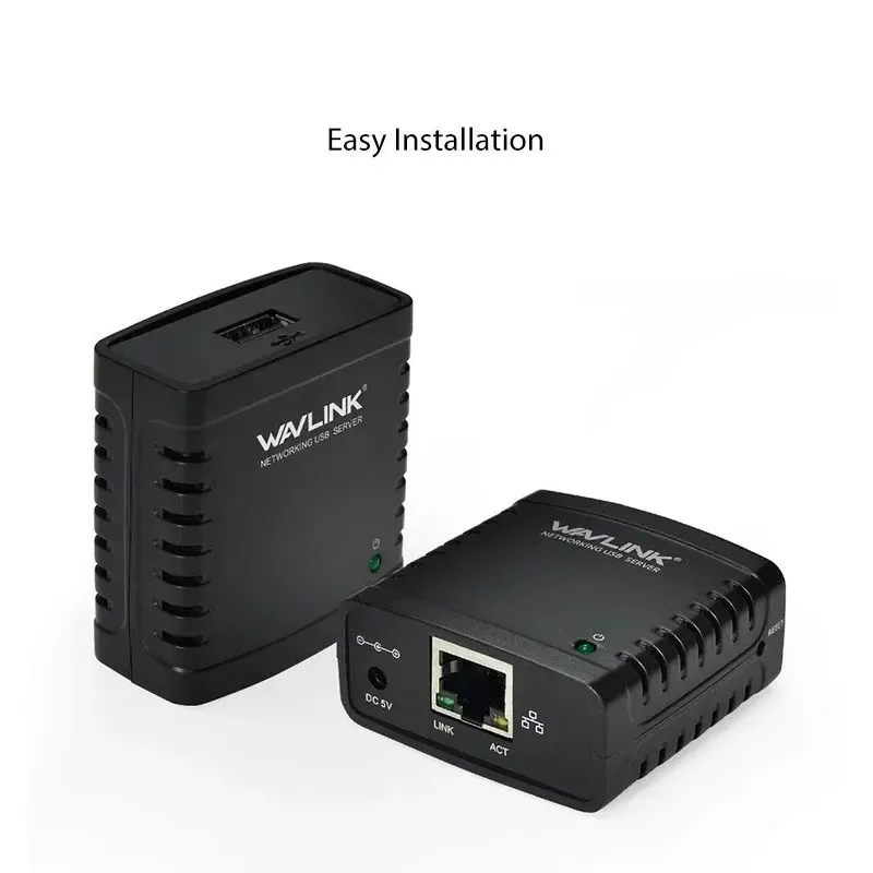 2024 USB 2.0 LRP Baskı Sunucusu Bir LAN Ethernet Ağı Yazıcıları Paylaşın Güç Adaptörü USB HUB 100Mbps Ağ Baskı Sunucusu