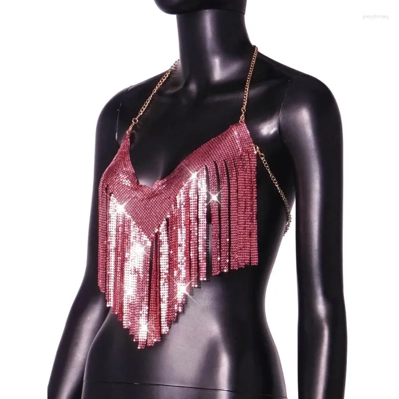 Canottiere da donna Modern Halter Vest Nightclub Body Chain Crop Top Sexy Night Outfit Canotta per Party Date Club Drop