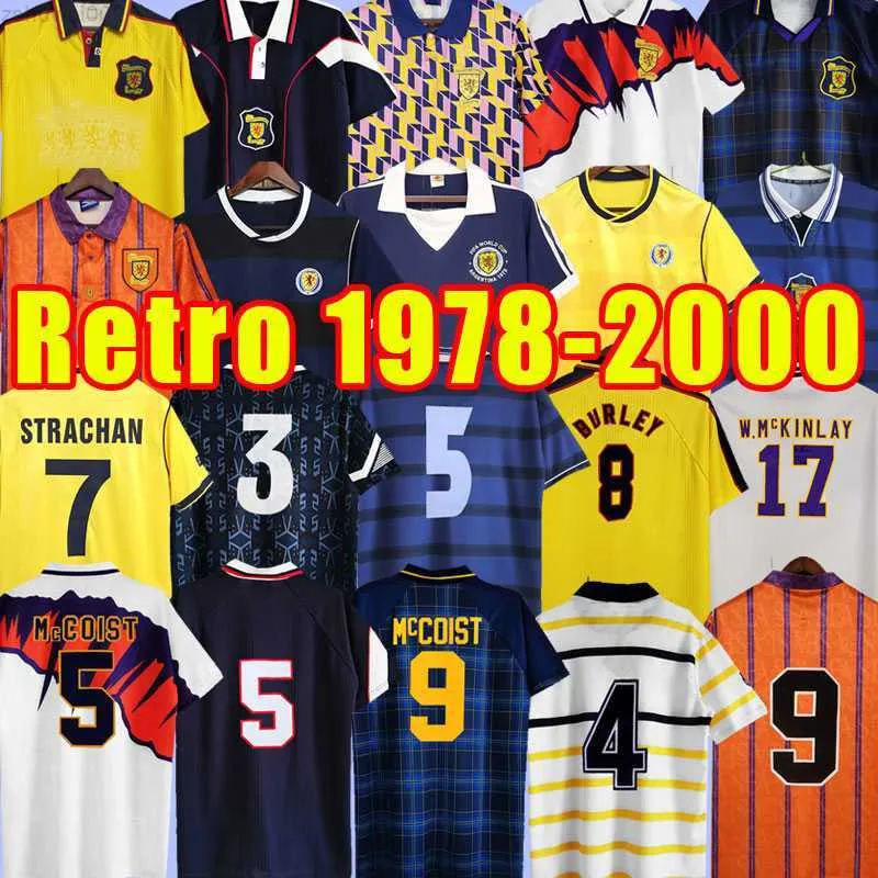 Scotland Retro Soccer Jerseys Puchar Świata Niebieskie zestawy Klasyczne koszulę piłkarską Vintage Szkocji Hendry Lambert Sprzęt Home 88 89 91 93 94 96 98 00 1978 19