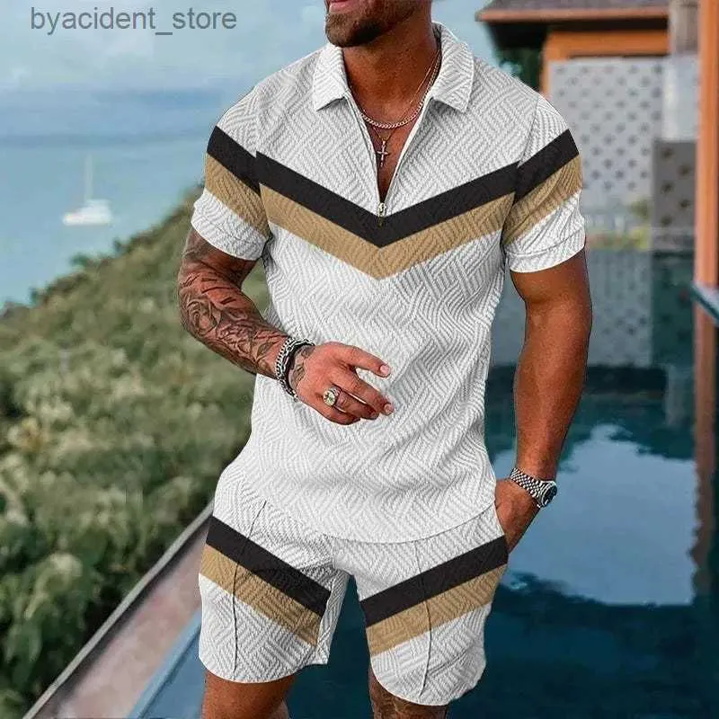 Tute da uomo da uomo Summer Mens Shirt Set 3D Shirt a maniche corte a manica corta + pantaloncini Stupidi per abbigliamento sportivo Uomini Abbigliamento per le camicie per uomini L240320
