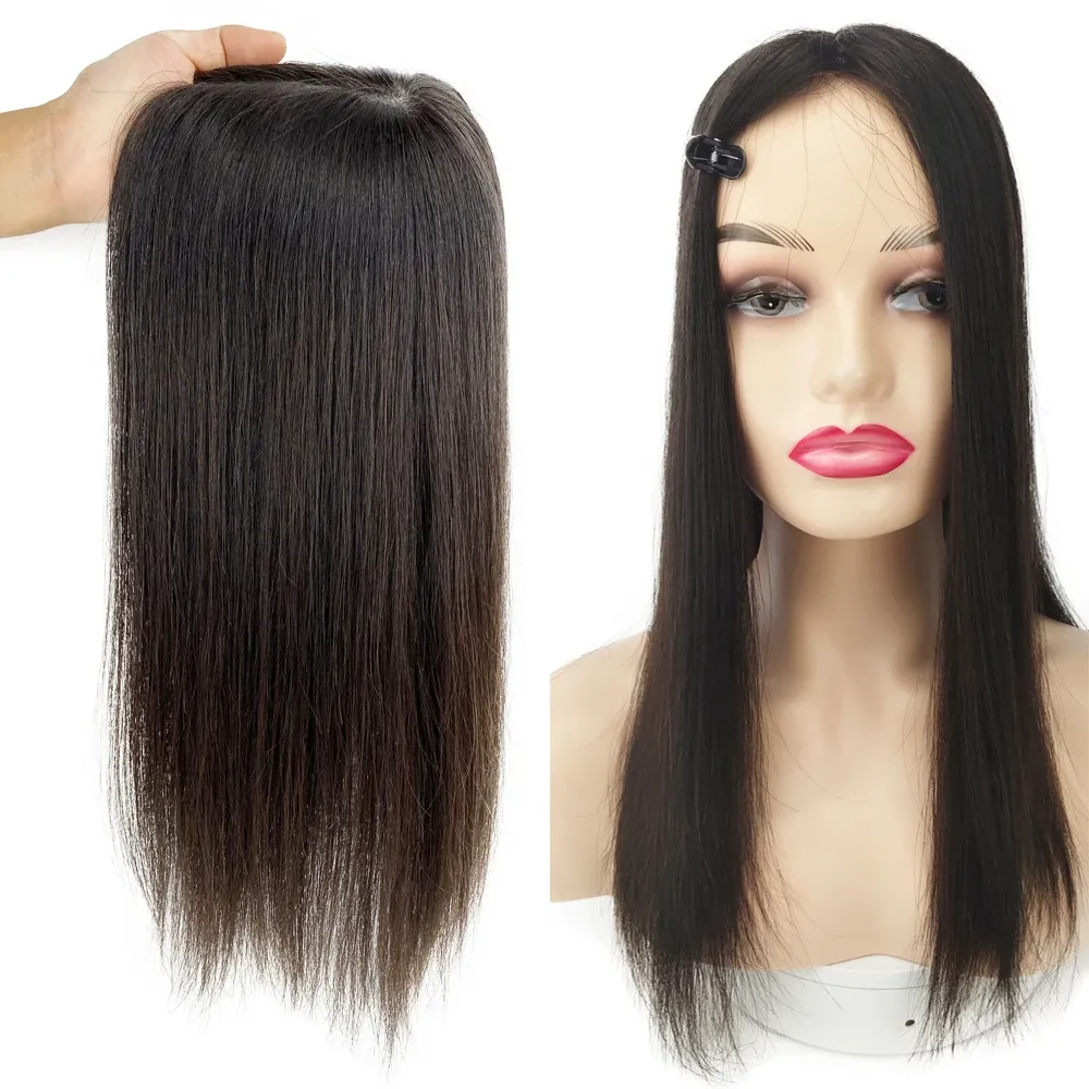 Toppers 150% densité européenne vierge cheveux humains Topper avec frange 13X12CM superposition même longueur cheveux soie peau haut femmes toupet pour salon