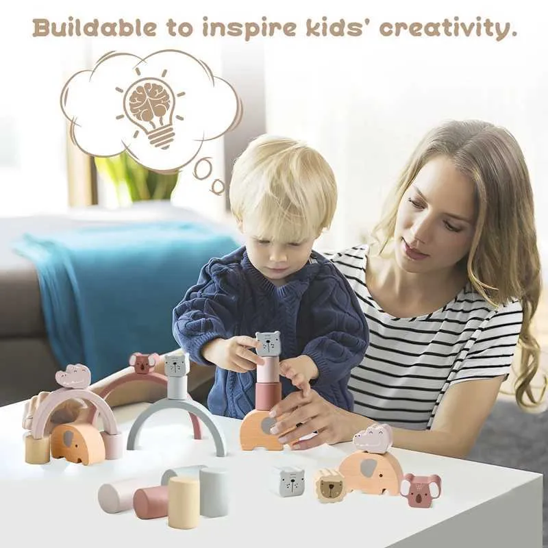 Montessori Wooden Animal Train Stacking Toy - Baby Sorting & Nesting Blocks, Early Education Gift, Handheld Q Ability Development From Sorting, Nesting & Stacking Toys - Price 12.33