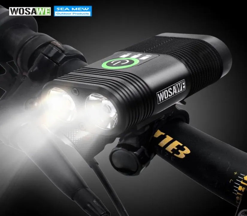 WOSAWE NUEVA Linterna LED de 2400 lúmenes Luz de bicicleta recargable por USB Reflector ancho IP67 Accesorios de ciclismo SOS impermeables C18110707437306