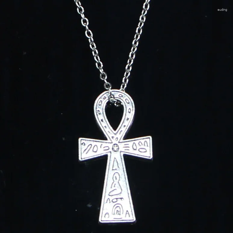 Chains 20pcs Fashion Necklace 39x21mm Egyptian Ankh Life Symbol Pendants Short Long Women Men Colar Gift Jewelry Choker