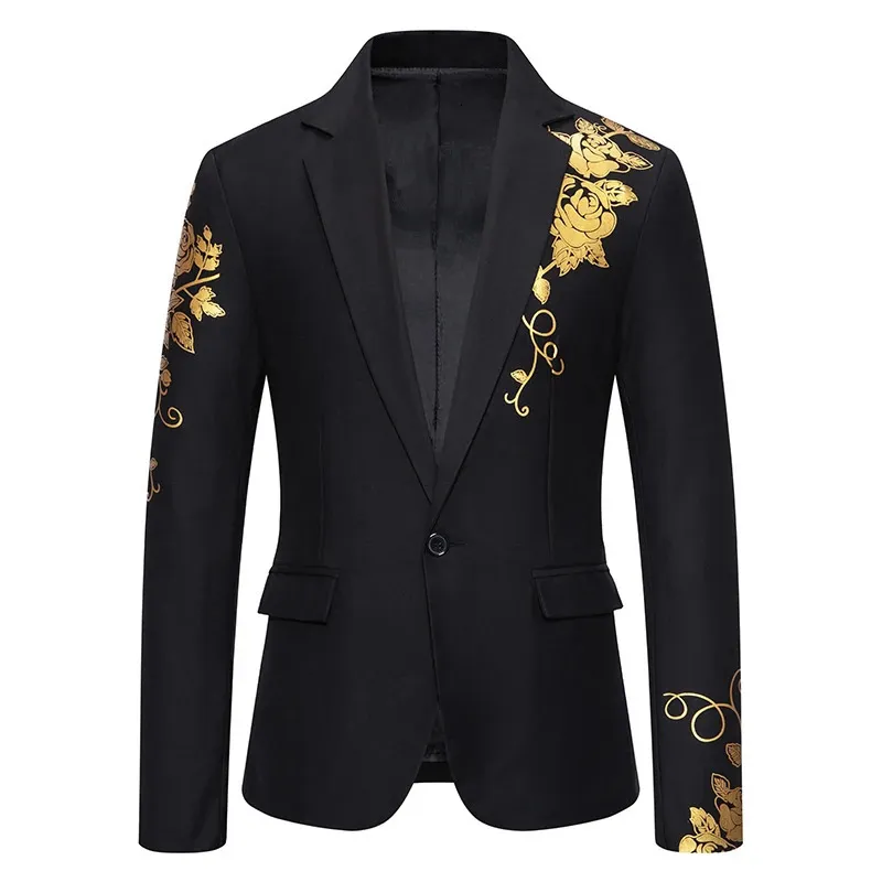 Fashion Paisley Stamping Print Mens Suit Coat Casual Business Wedding Slim Fit Suit Single Buckle Suit Party Coat Office 240313