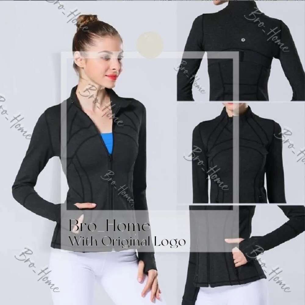 Designer-Jacke von Lululemom für Damen, goldfarbener Reißverschluss, Fitness-Yoga-Outfit, Sportjacken für Damen, Kragen mit halblangem Reißverschluss, Ärmel, enges Yoga-Shirt, Fitnessstudio, Daumen, sportlicher Mantel 288