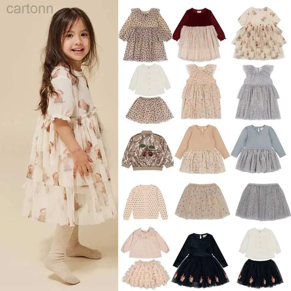 Robes de fille Nouvelle marque KS bébé fille tenue décontractée pour fête d'anniversaire pour enfants robe longue à paillettes citron cerise pour nouveau-nés gaze mince Visco 24323