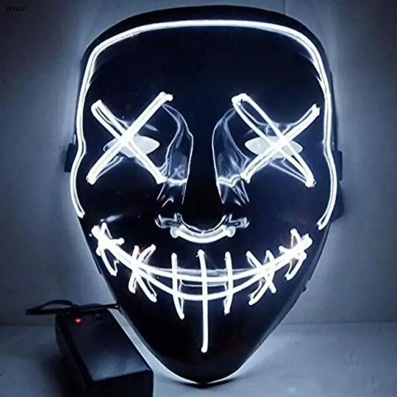 Halloween Mask LED Light Up Party Masks Full Face Funny Masks El Eire mark Glow In Dark For Festival Cosplay Night Club